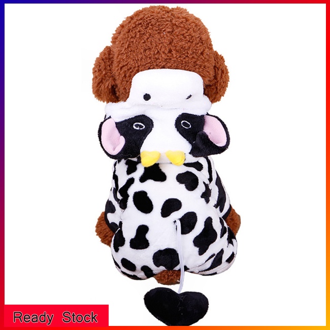 Lk Áo Khoác Hoodie Vải Lông Cừu San Hô Hình Bò Sữa Ấm Áp Thời Trang Thu Đông Đơn Giản Cho Chó Mèo
