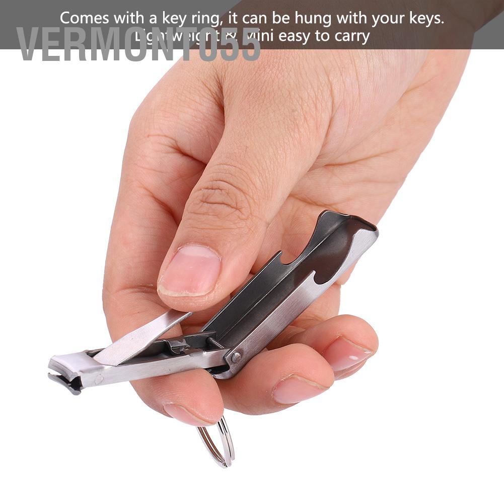 Vermont055 Outdoor Multi-function 2 in 1 Mini Tool Key Chain Ring Nail Cutter Clippers Bottle Opener