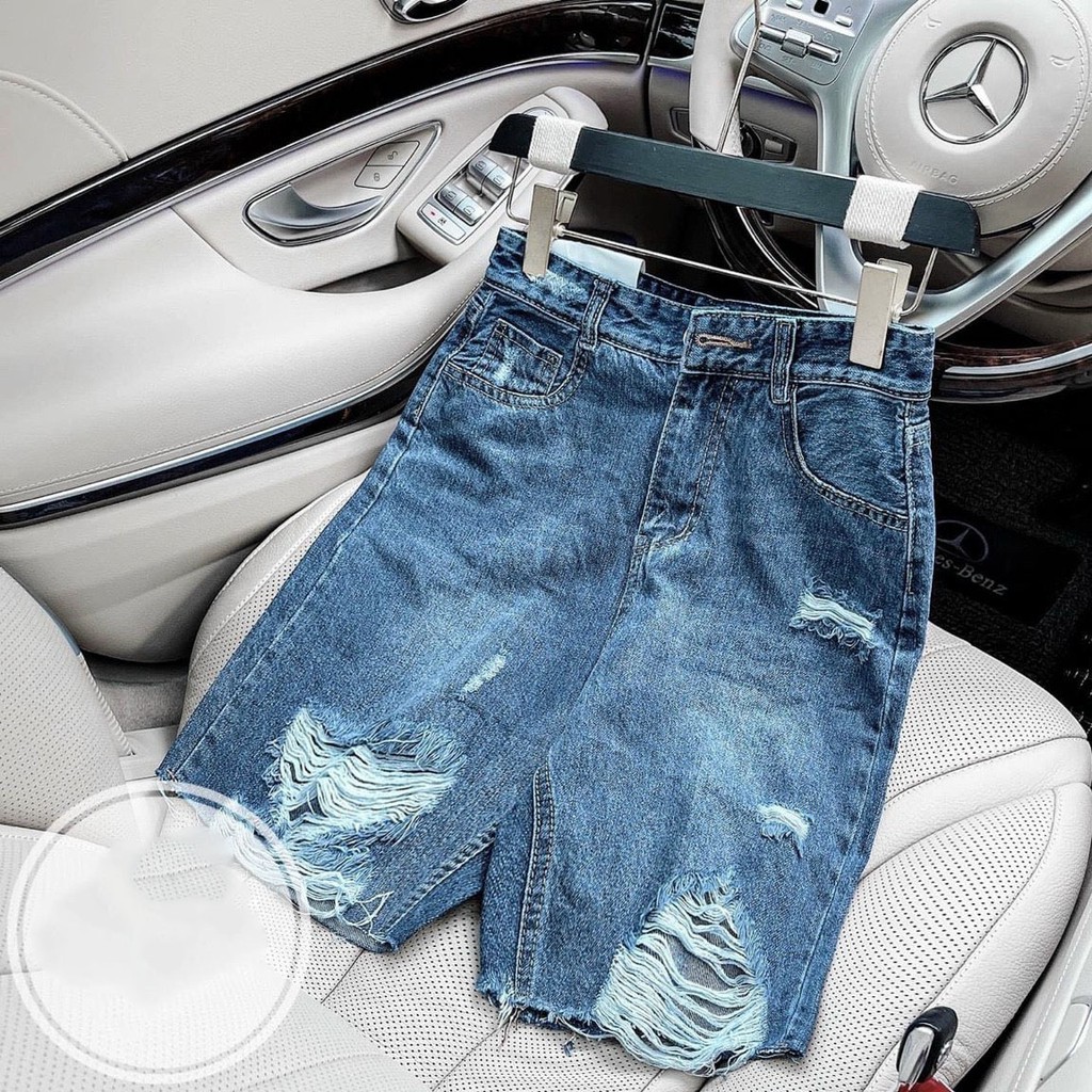 Quần jean nữ ngố ống rộng rách, vải denim bền đẹp, dễ phối đồ William - AT111