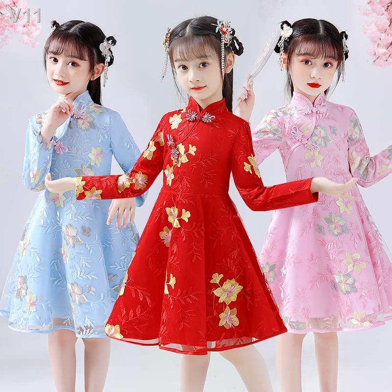 ☼₪[Hanfu ｜ Bán hàng số 1 tại cửa của chúng tôi] Hanfu bé gái ăn mặc trẻ em mới phong cách Trung Quốc váy công chúa sườn