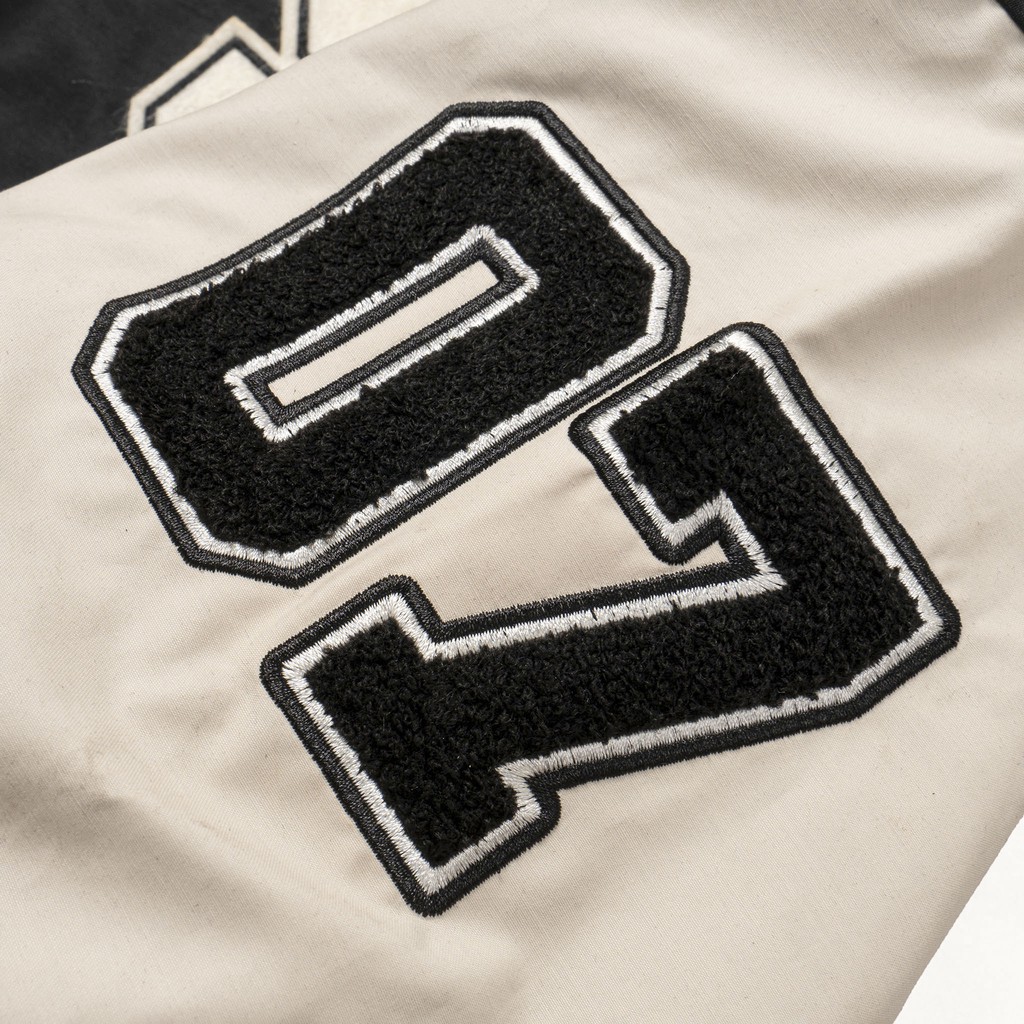 Áo khoác bomber "CREW" - Đen/Kem | BigBuy360 - bigbuy360.vn