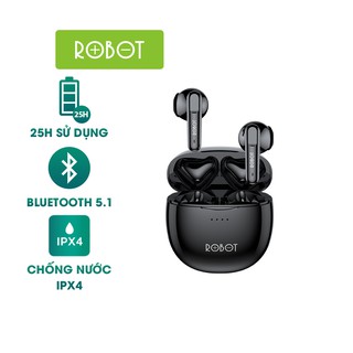 Tai Nghe Không Dây True Wireless ROBOT Airbuds T10 Bluetooth 5.1 Kháng Nước IPX4 Âm Thanh Rõ Nét Playtime 25h