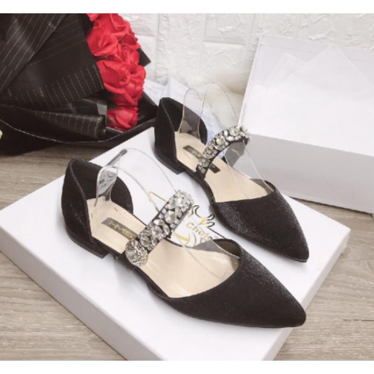 FREESHIP_Giày bệt nữ hoa đá mũi nhọn chất lụa cao cấp 2021, Giày búp bê nữ quai ngang DO thời trang hàn quốc | BigBuy360 - bigbuy360.vn