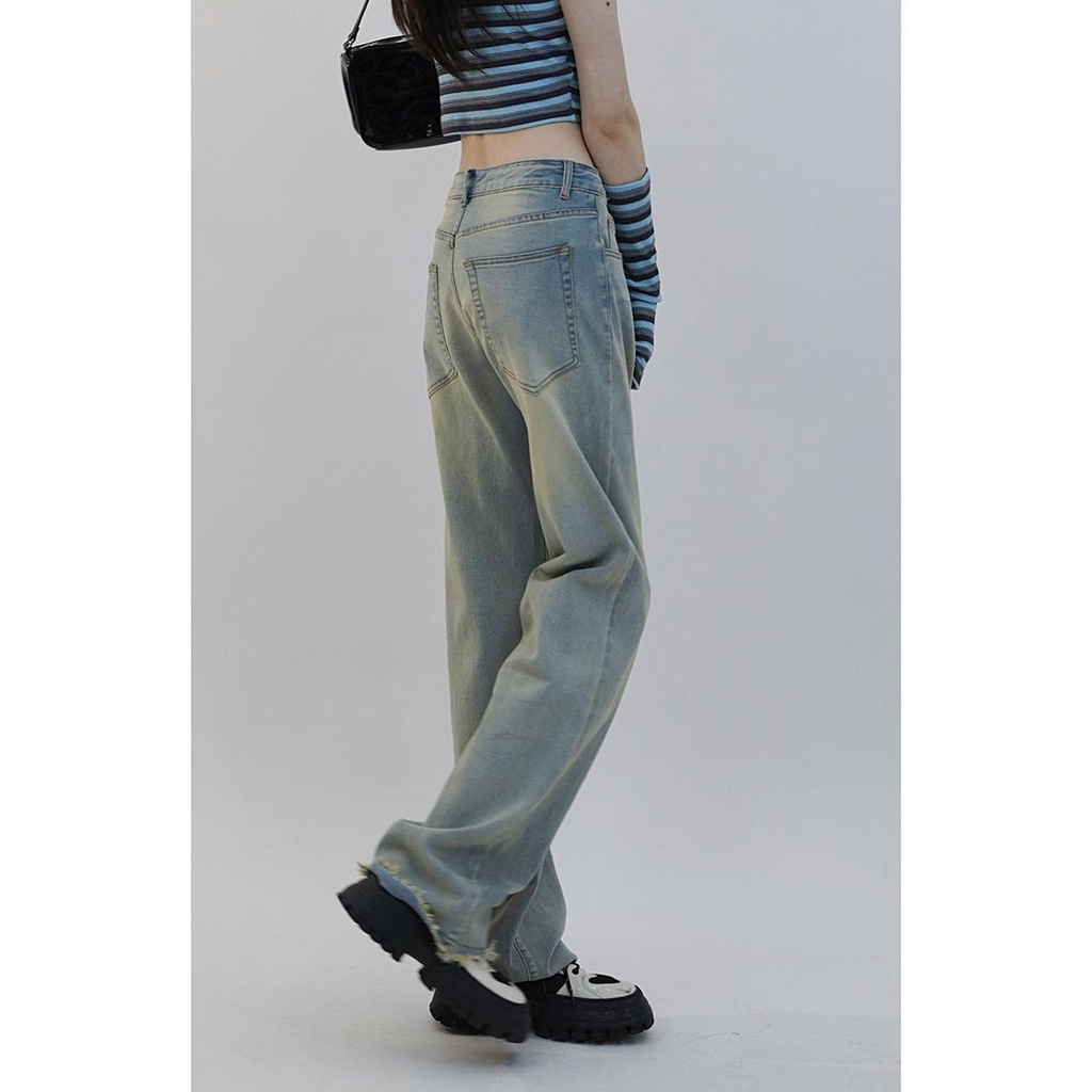 ☼☍☒Quần Jean Dài Ống Rộng Phong Cách Âu Mỹ Mẫu Mới 2022 Thời Trang Mùa Hè Cho Nữ