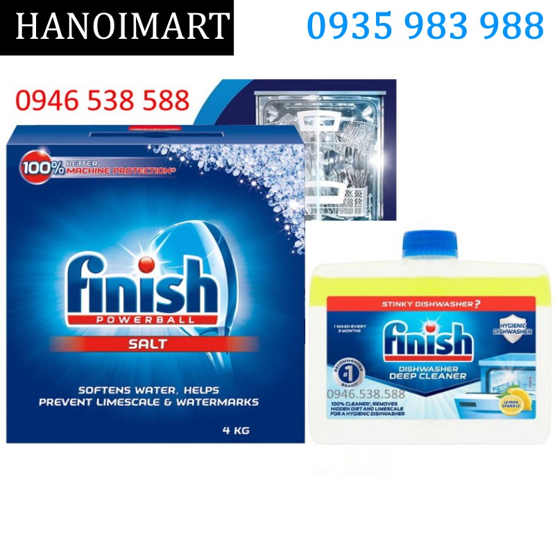 Combo Muối rửa bát Finish 4kg + Vệ sinh cho máy rửa bát Finish - Hanoimart