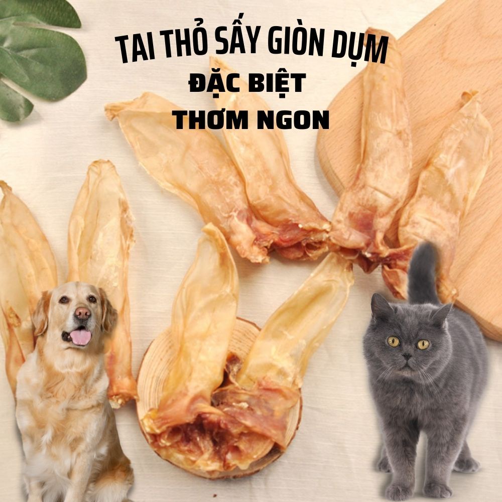 SNACK TAI THỎ SẤY GIÒN BỔ SUNG CANXI CHẮC KHOẺ XƯƠNG,RĂNG CHO CHÓ MÈO