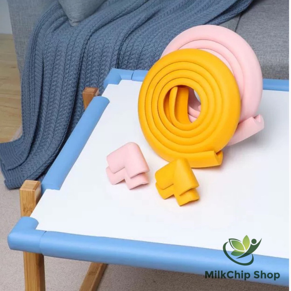 Xốp bọc cạnh bàn, ghế hình chữ L dài 2m an toàn cho bé - Dây cao su che bịt cạnh bàn, ghế AT002