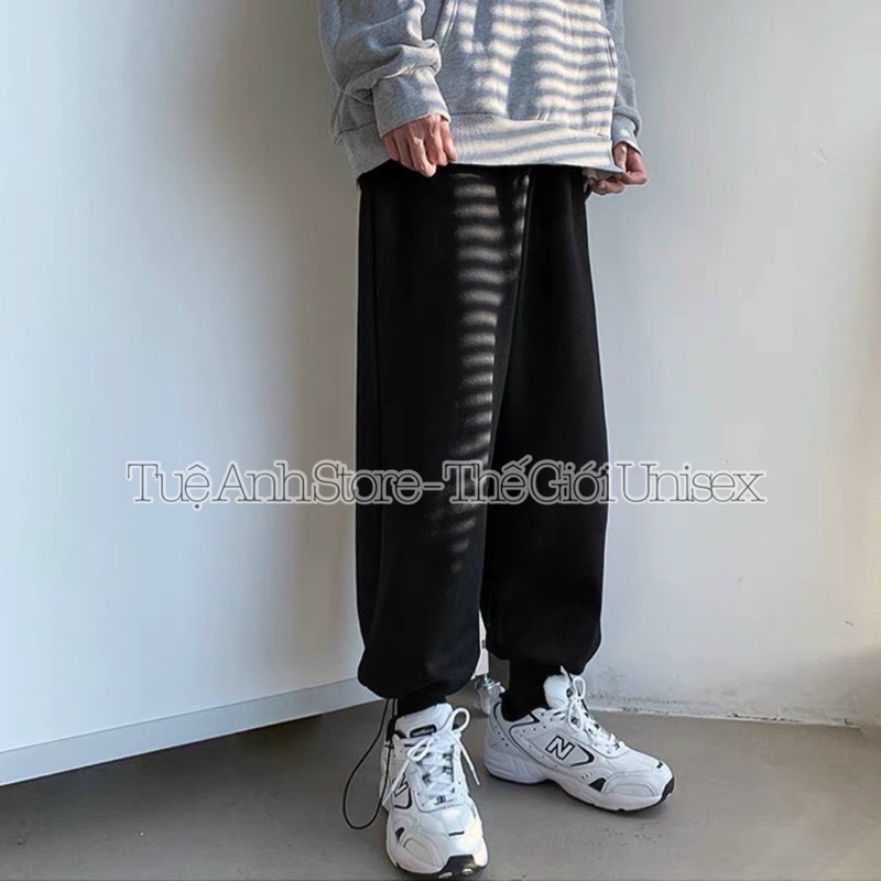 Quần Dài Thể Thao Nam Nữ Ống Bo Dây Rút Unisex - Quần Jogger Trơn Phom Rộng TUEANHSTORE Freesize 38-68kg