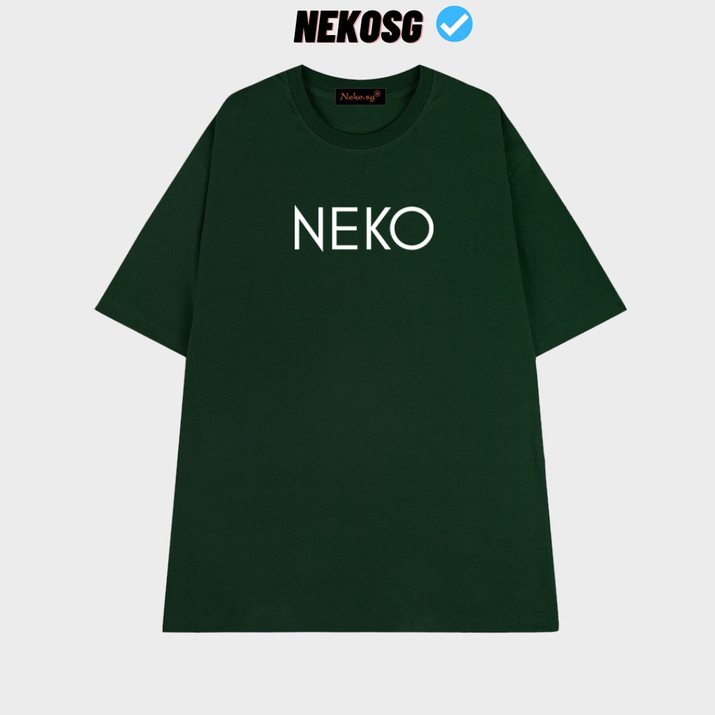 Áo thun xanh rêu tay lỡ form rộng NEKO unisex Neko.sg ATL306