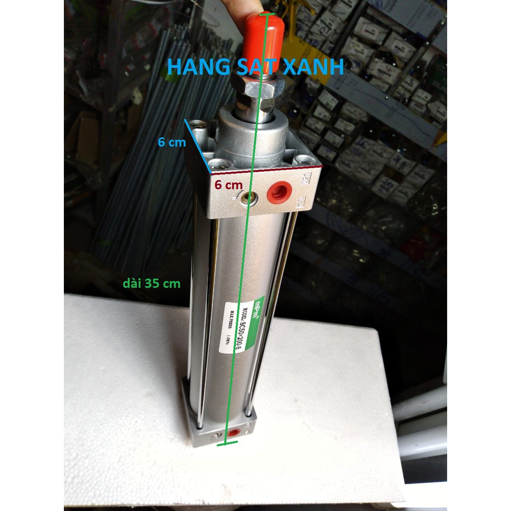 Xi Lanh Khí Nén Vuông CS 50*200 HÀNG XỊN tặng kèm 2 đầu nối nhanh ren ngoài ra ống 8mm