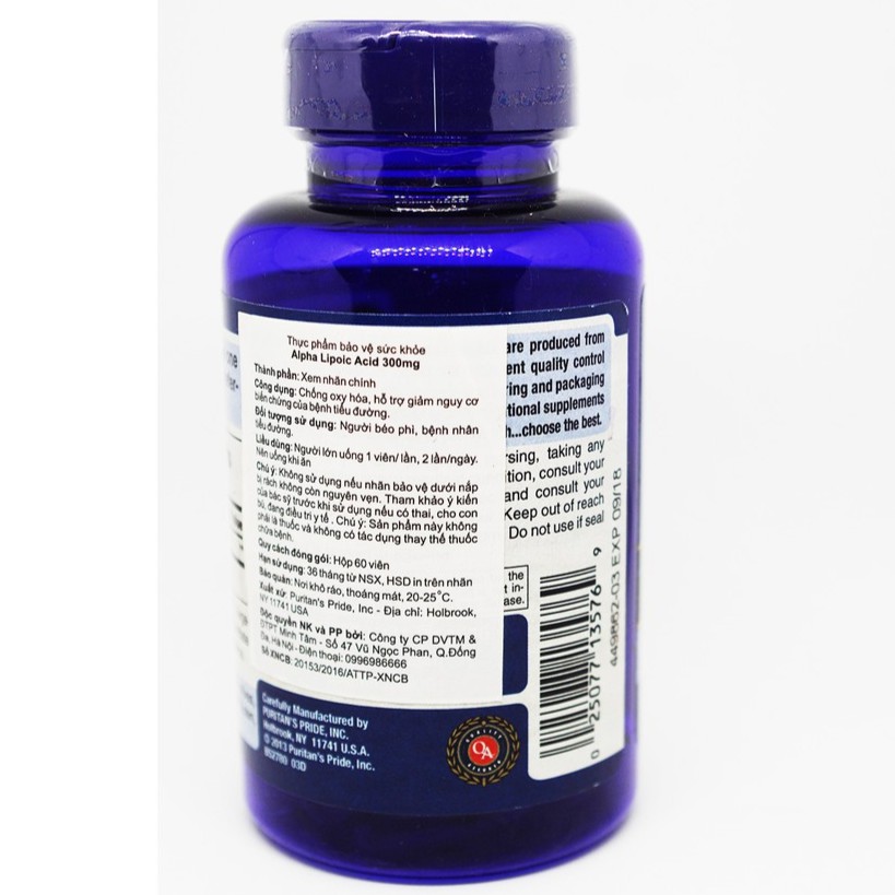 Viên uống đẹp da, chống lão hóa, giảm biến chứng thần kinh ở người tiểu đường Alpha Lipoic Acid 300mg