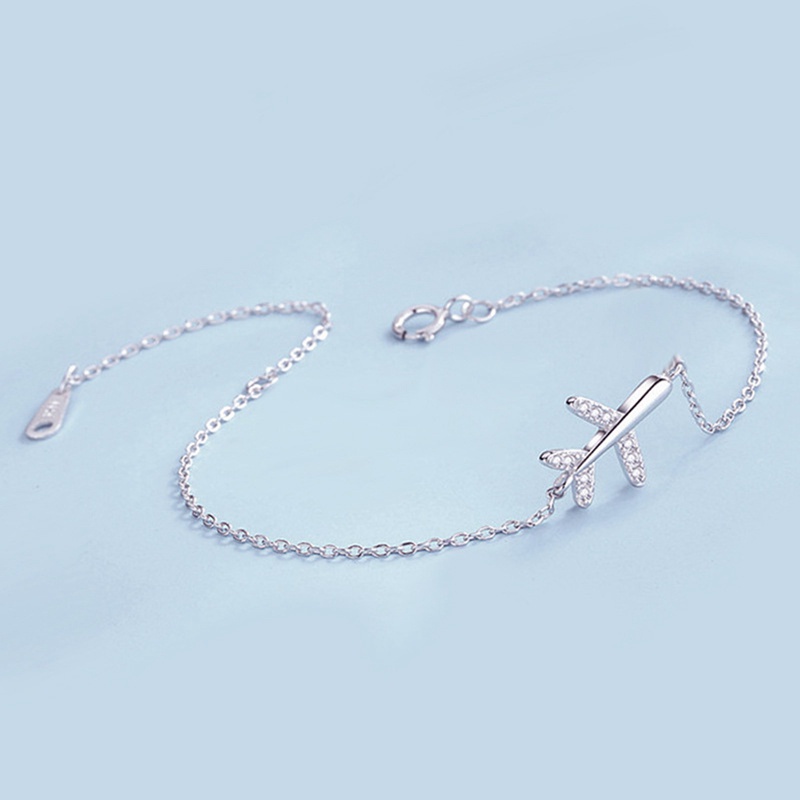 Vòng tay bạc 925 thiết kế hình máy bay mini dễ thương cho nữ