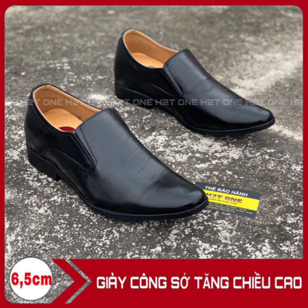 Giày tăng chiều cao nam💖 DA BÒ THẬT 💖Giày tây nam cao cấp - da bò - đế cao su 6,5cm GC633