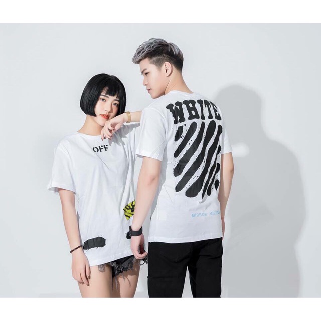 ÁO THUN NAM NỮ UNISEX IN OFF WHITE ( ảnh thật kèm video hàng 2size nam nữ )