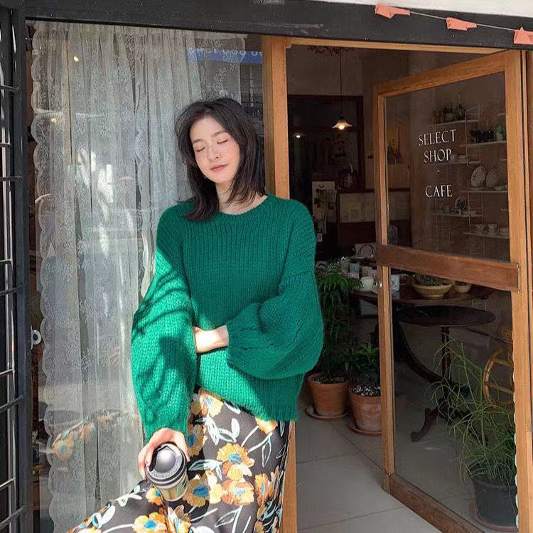 Áo len mohair dệt kim dáng rộng phong cách pháp thời trang cho nữ | BigBuy360 - bigbuy360.vn