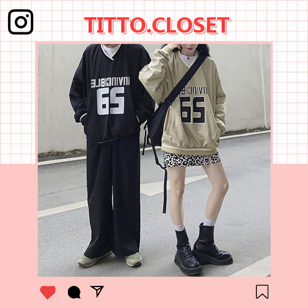 Áo Sweater Nỉ Bông Form Rộng Unisex In Số 65 - Titto Closet