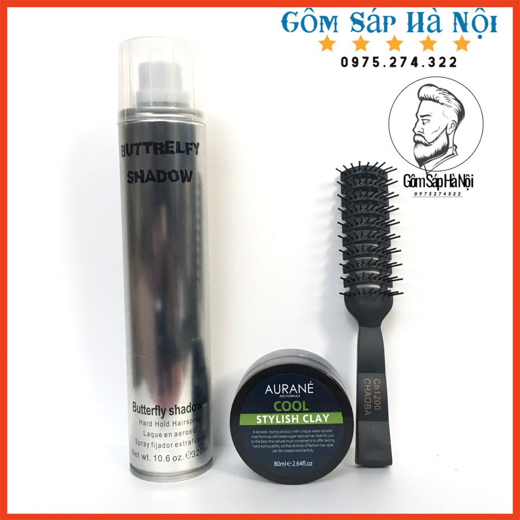 [ Siêu Rẻ ] COMBO Sáp Tạo Kiểu Tóc Aurane 80g + Gôm Xịt Tóc Buttrefly shadow 320ml Tặng Lược