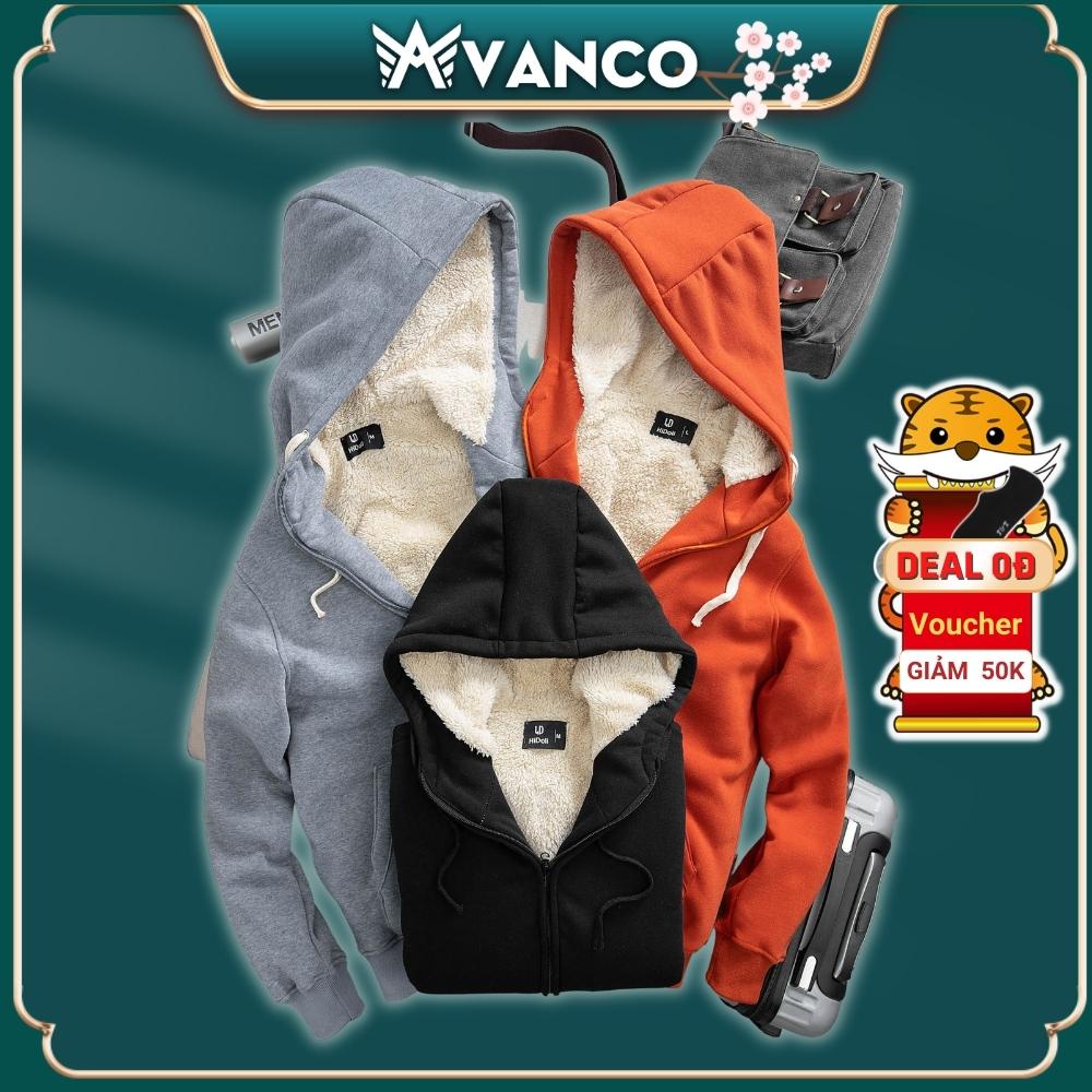Áo khoác nỉ hoodie unisex lót lông trơn đẹp 2 lớp cực ấm mùa đông phong cách hàn quốc AVANCO AV60