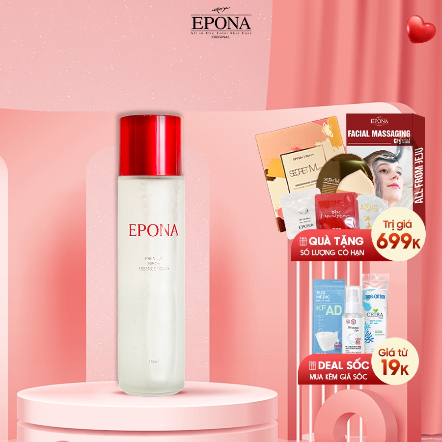 Tinh Chất Căng Bóng, Phủ Sáng Làn Da Epona Premium Birch Essence Toner 150ML