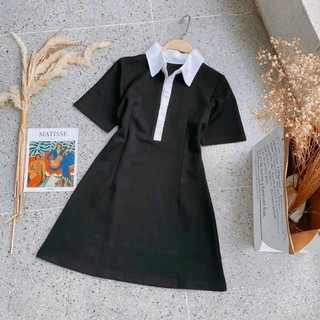 Đầm polo cổ đen viền trắng