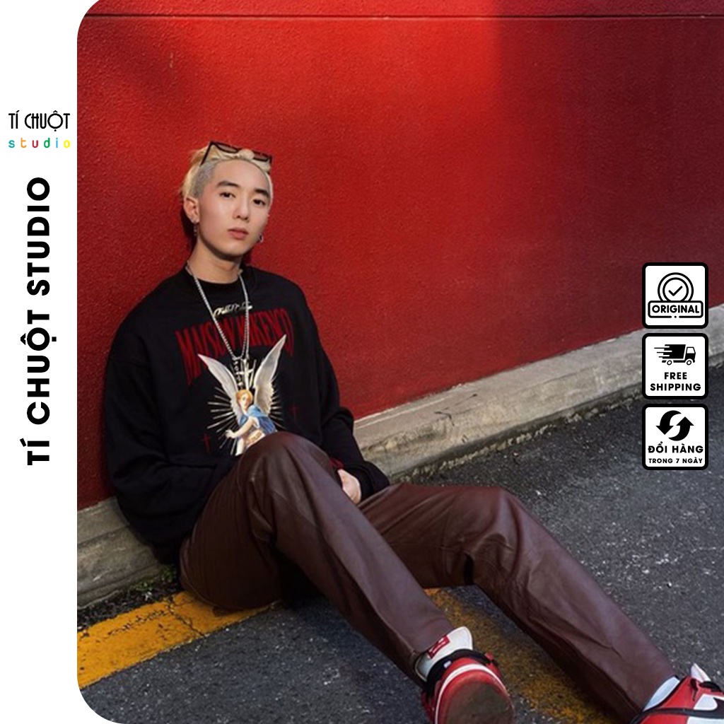 Áo sweater mikenco fallen angle, áo tay dài nỉ bông mikenco thiên thần nam nữ form rộng thu đông - Tí Chuột Studio