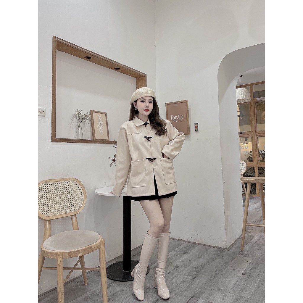 [video, ảnh thật] Áo dạ be sừng phong sang chảnh thiết kế trẻ trung | BigBuy360 - bigbuy360.vn