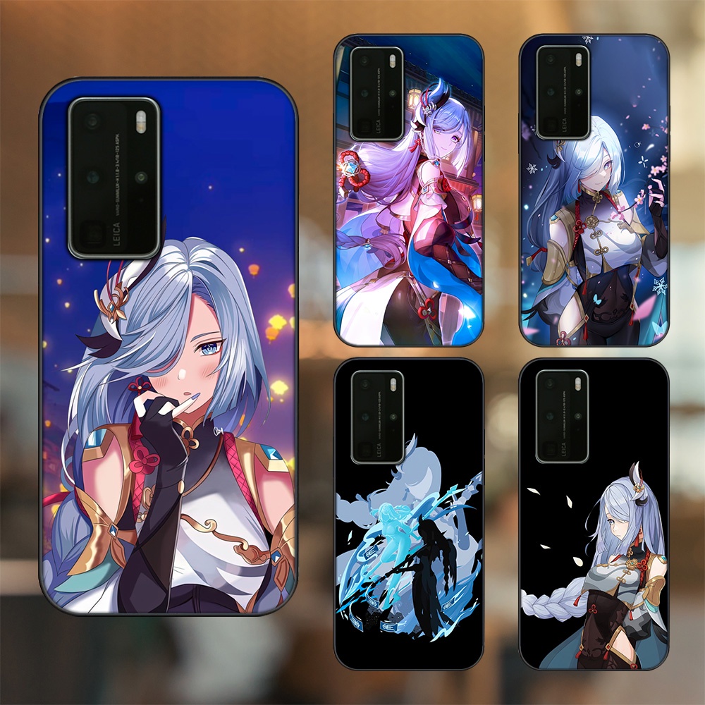 Ốp lưng Huawei P40 Pro viền đen in hình Shenhe Genshin Impact