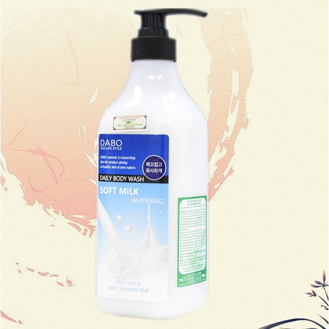 Combo 1 sữa tắm DABO MILK BODY WASH Hàn quốc 750ml/Chai Và 1 gói tẩy da chết Beauskin 3ml/gói