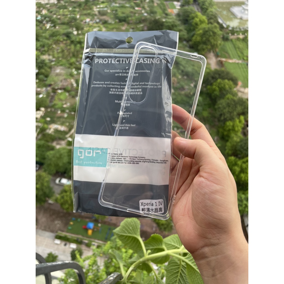 Ốp lưng dẻo GOR cho Sony Xperia 1 IV  trong suốt, bảo vệ Camera