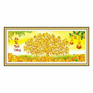 Tranh đính đá phát tài thịnh vượng -cây tiền vàng 77363