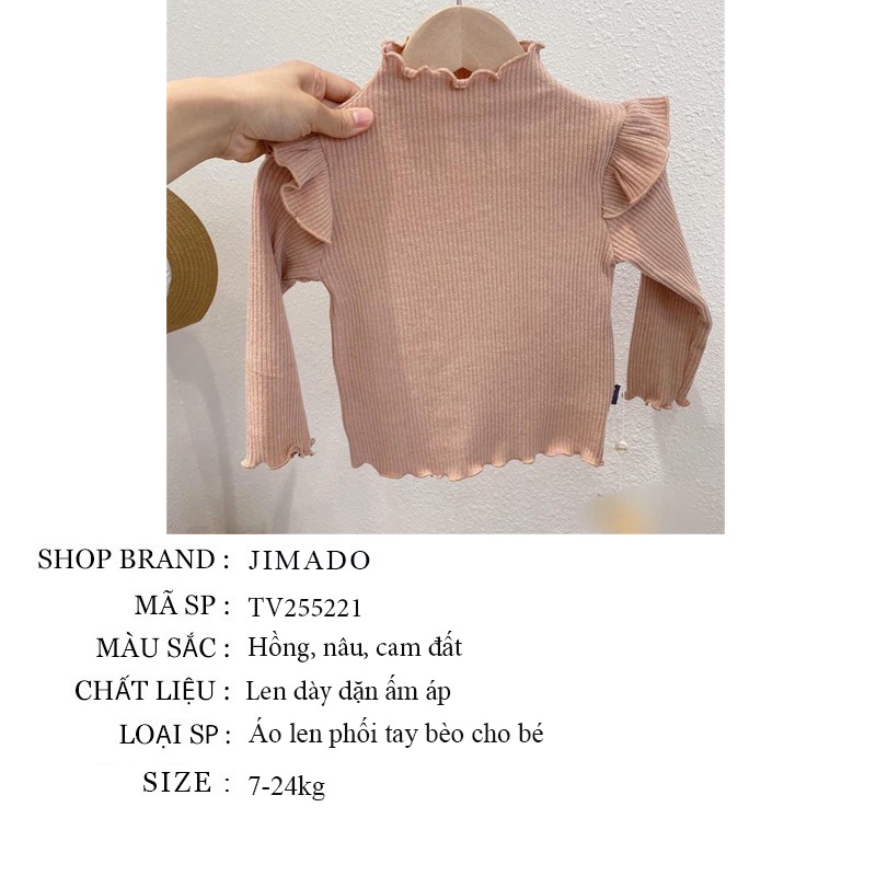 Áo len gân cho bé gái phối bèo giữ nhiệt mặc siêu ấm mềm mịn hàng Quảng Châu cao cấp JIMADO TV255221