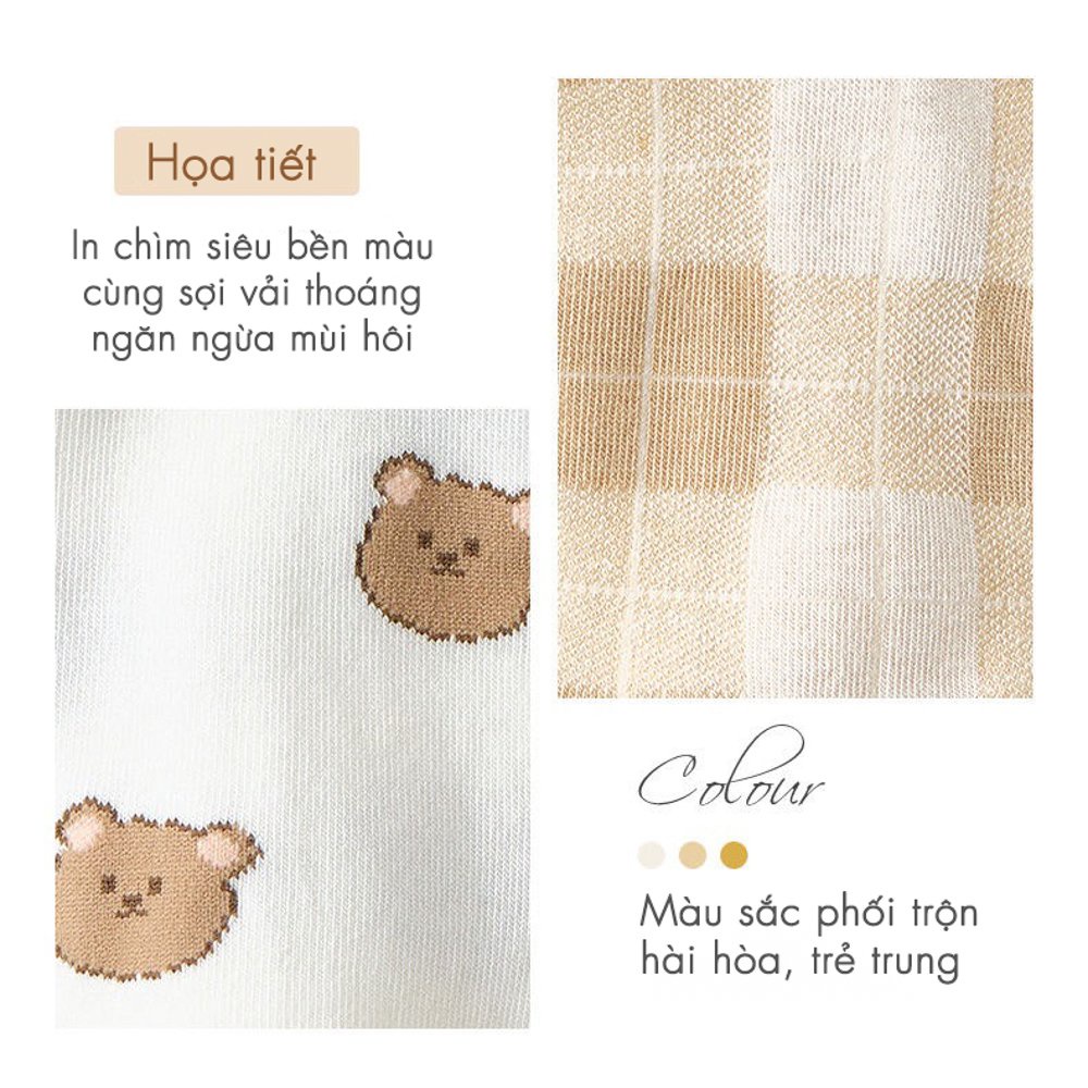 Tất nữ cổ ngắn họa tiết gấu puppy bear dễ thương, phong cách hàn quốc, chất liệu thoáng mát, thấm hút mồ hôi TT90