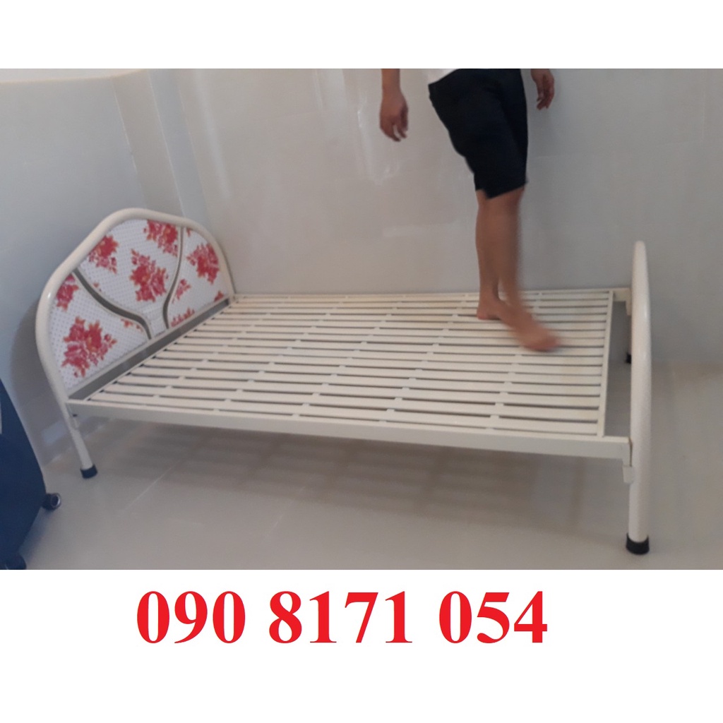 Giường sắt giá rẻ 80cm 1m 1m2 1m4 1m6 1m8 dài 2m, giường ống tròn phi 49 giao hàng toàn quốc