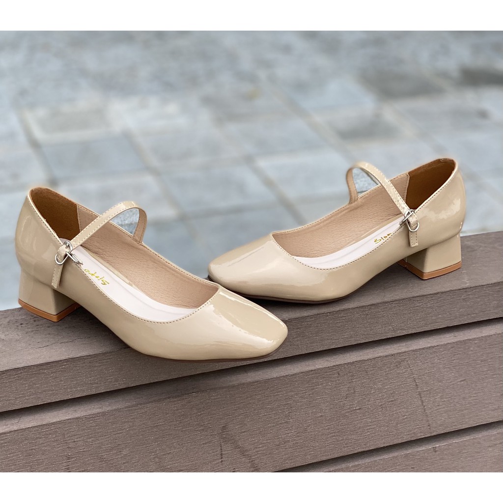 Giày Cao Gót Nữ Mary Jane Mũi Vuông Vintage Cao 3cm - GMR1004