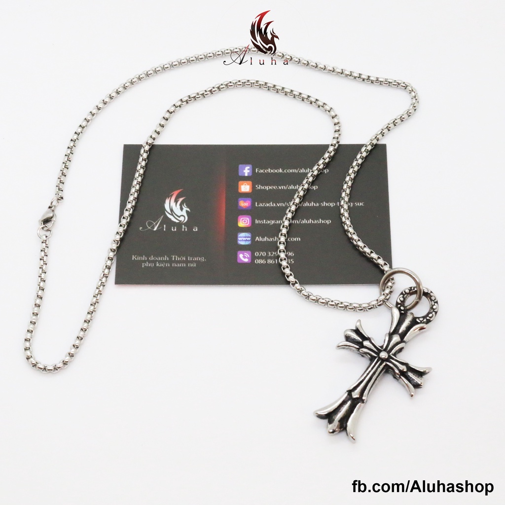 Dây chuyền Titan Chrome Heart Double Cross (2 mặt giống nhau) - NL159 - Aluha