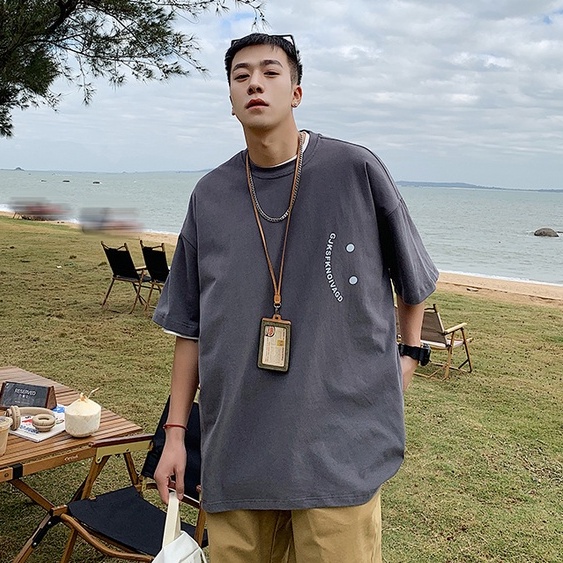 Áo Thun Dáng Rộng Tay Nửa In Chữ Phong Cách Hong Kong Thời Trang Mùa Hè Dành Cho Nam 2022