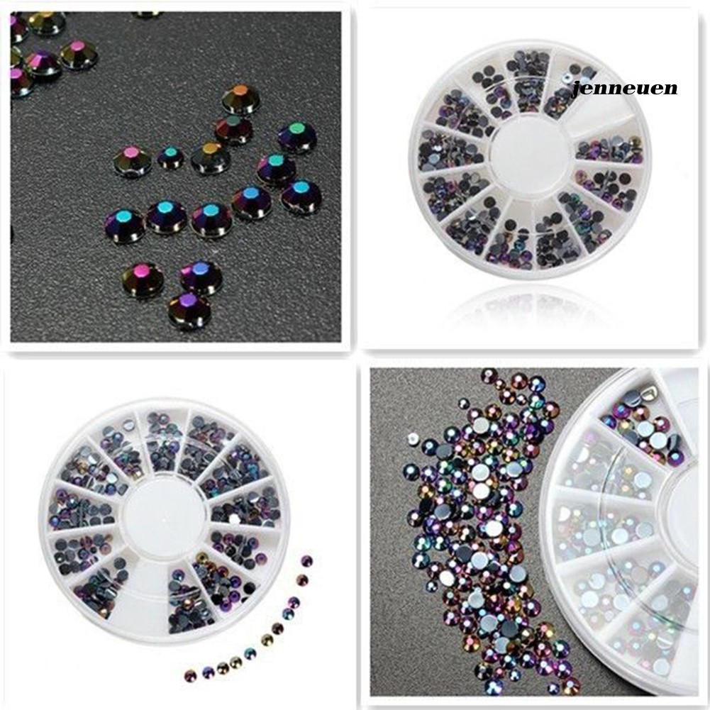 Hộp Phụ Kiện Trang Trí Móng Tay Hình Bánh Xe Nhiều Màu Sắc Lấp Lánh