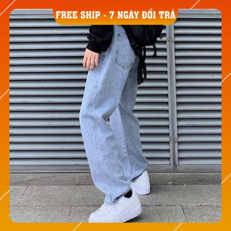 quần jean ống rộng baggy lưng cao nam nữ unisex | BigBuy360 - bigbuy360.vn
