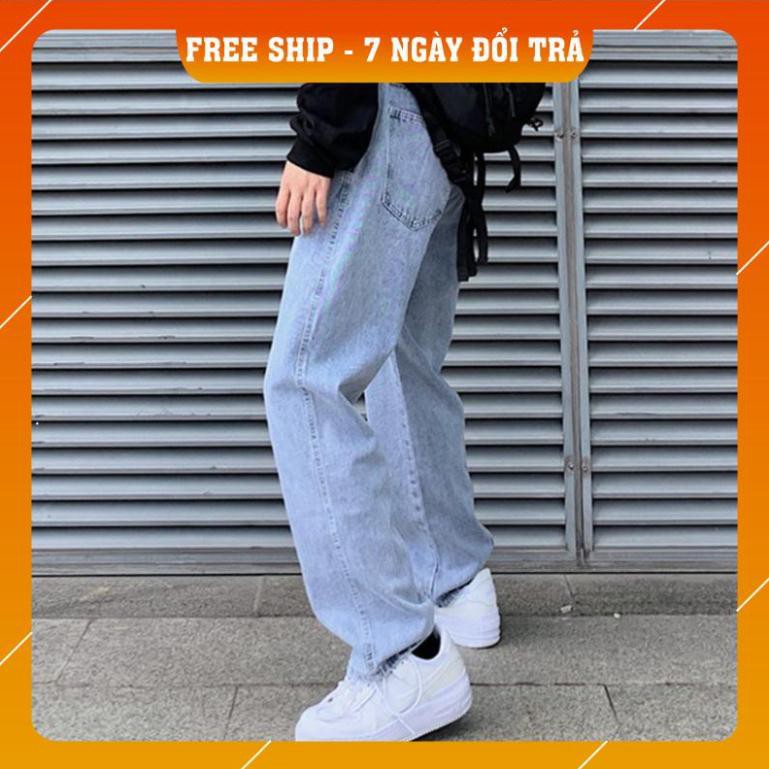 quần jean ống rộng baggy lưng cao nam nữ unisex