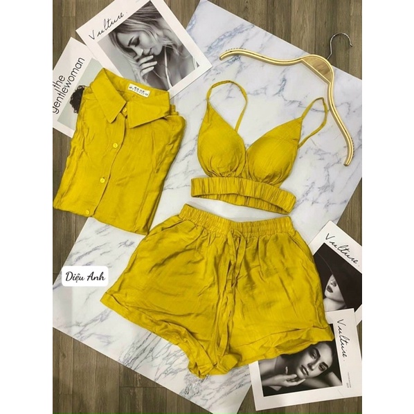 Bikini nữ bộ bơi đồ bơi đi biển set 3 món kèm áo khoác nhắn tay nhiều màu 🌈🌈🌈L877