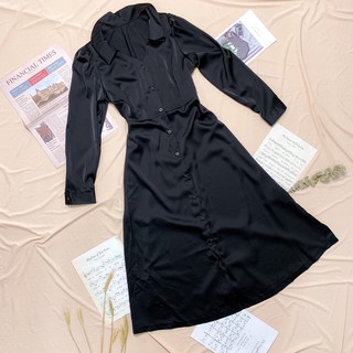 Đầm Midi cổ bẻ tay dài