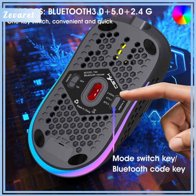 Chuột Gaming Zevaret 2.4g Không Dây, TíCh HợP SạC Type-c