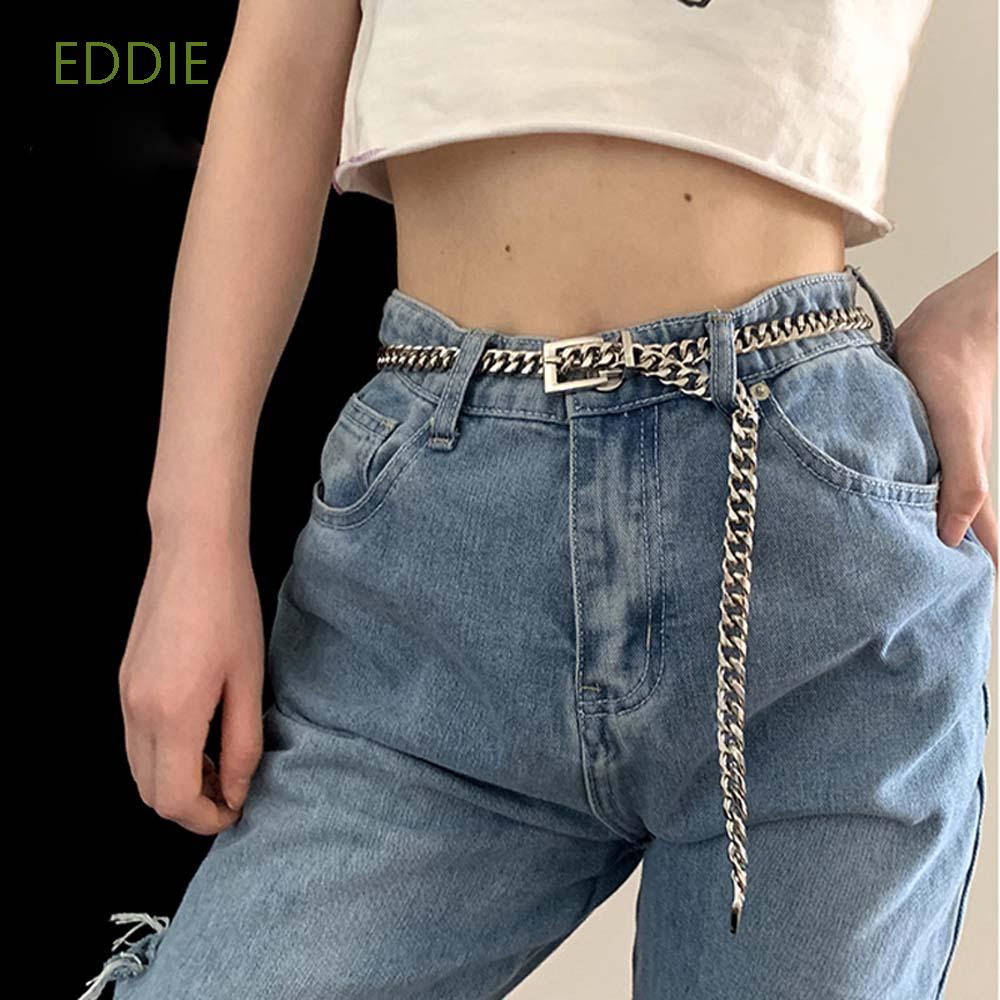 Thắt lưng dây xích dài bằng hợp kim mỏng đơn giản phong cách Âu Mỹ đường phố cá tính cho nữ