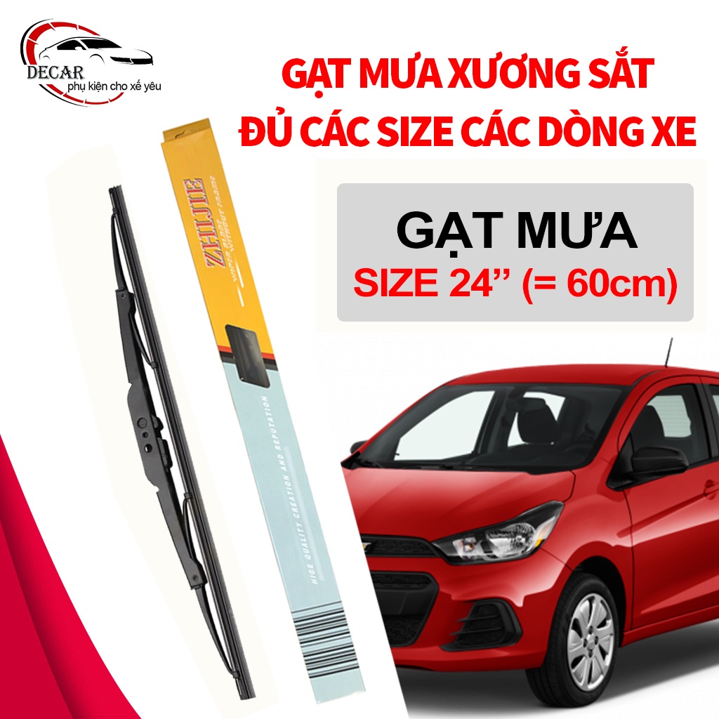 [1 chiếc 24inch] Cần gạt mưa 60cm oto xe hơi khung sắt, thanh gạt kính nước mưa lưỡi silicon dành cho xe hơi