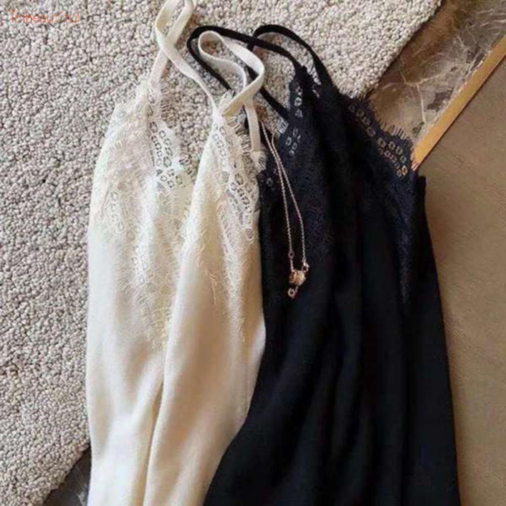 Women Casual Lace sling feminine halter bottoming shirt sleeveless top stretch knit | BigBuy360 - bigbuy360.vn