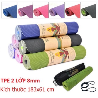 Thảm tập Yoga, Gym, Fitness Cao Cấp dày 6mm TPE Hàn Quốc, Nhỏ Gọn