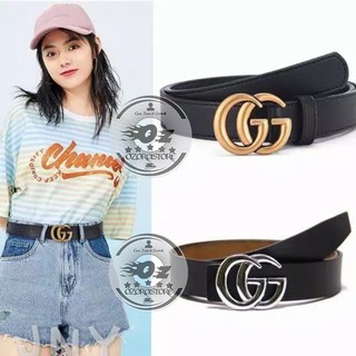 Thắt lưng da gg 2cm màu vàng / bạc thời trang cho nữ