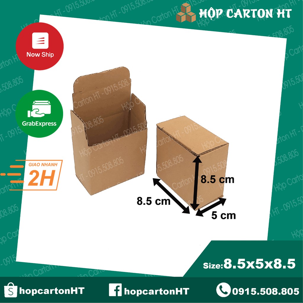 8.5x5x8.5 Combo 10 hộp carton, thùng giấy cod gói hàng, hộp bìa carton đóng hàng giá rẻ