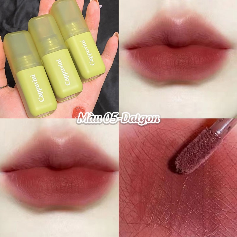 Son Cappuvini Vuông Vỏ Xanh Mền Mịn Môi Trống Nước Lâu Trôi
