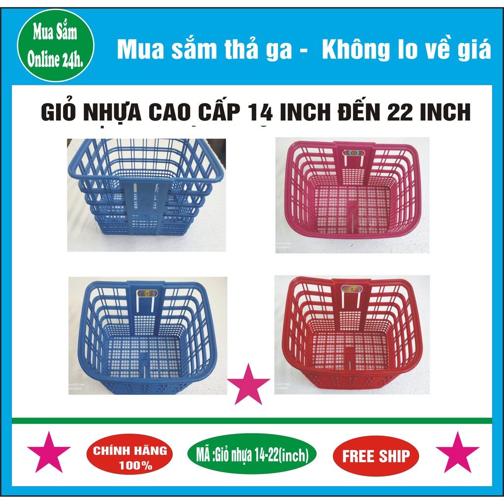 Giỏ nhựa xe đạp Thống Nhất chính hãng cứng cáp dành cho xe 18" 20" 22" ( inch)_ Mua Sắm Online 24h.